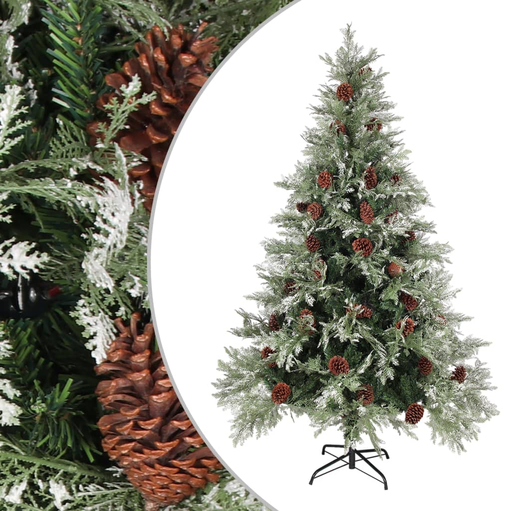 Sapin de noël avec pommes de pin 120 cm pvc & pe vert et blanc - 120 x 65 cm, 1 - number 1.