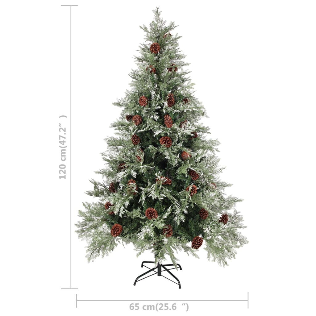 Sapin de noël avec pommes de pin 120 cm pvc & pe vert et blanc - 120 x 65 cm, 1 - number 5.