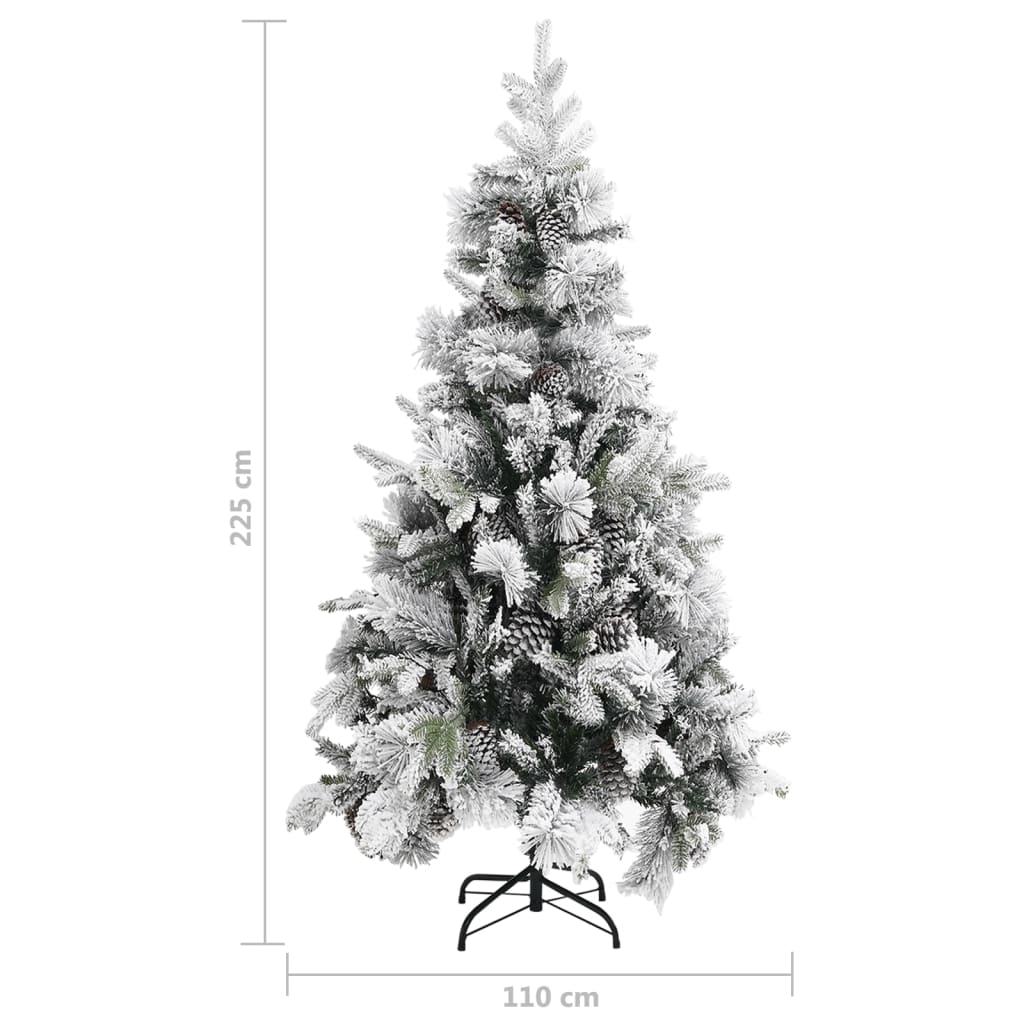 Juletræ med puddersne og grankogler 225 cm pvc & pe - 225 x 110 cm, 1, x, x - number 6.