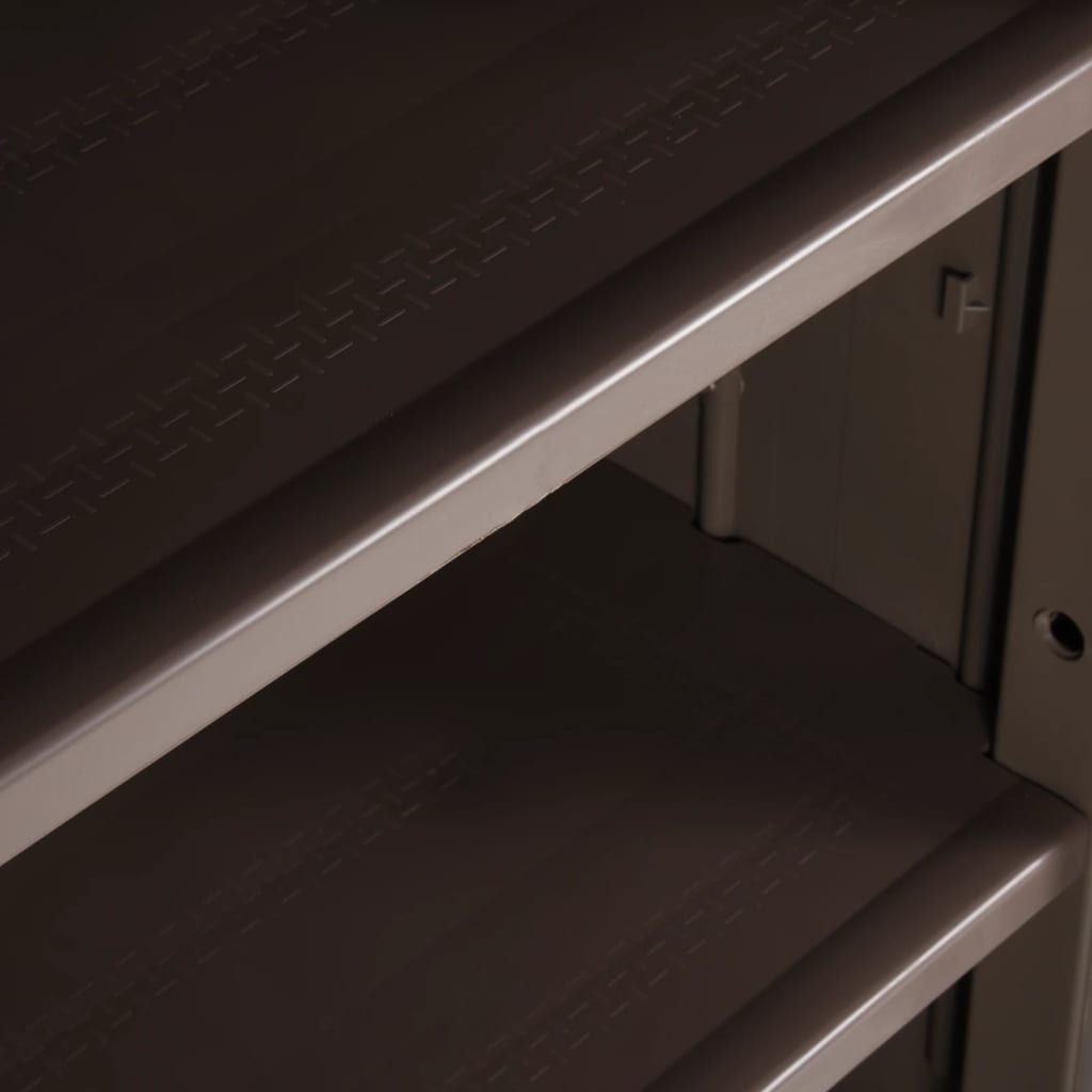 Opbevaringsskab til haven 65x45x172 cm pp trælook - brun, 1, 4 hylder, x - number 6.