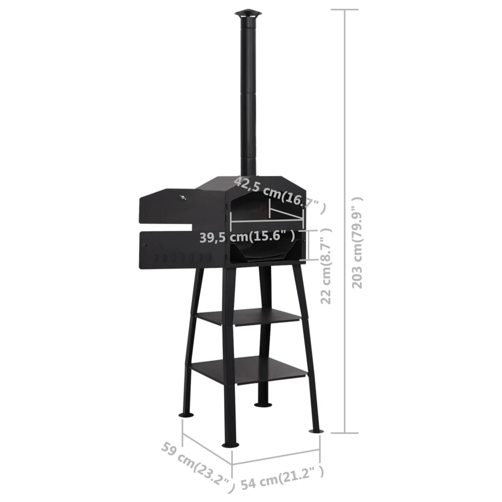 Udendørs pizzaovn med 2 ildfaste sten kulfyret - number 10.