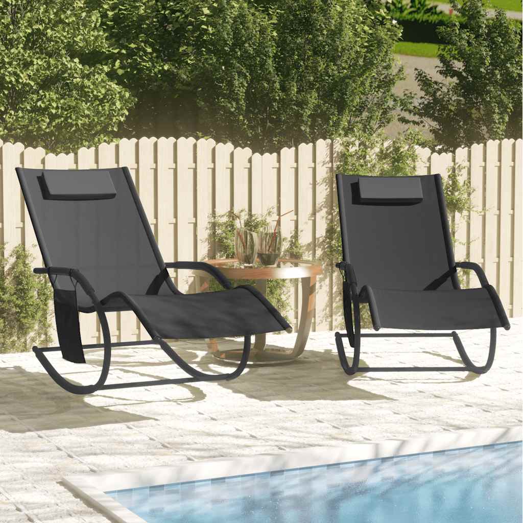 Solstolar med gungfunktion st. stål och textilier - svart, 2 - number 1.