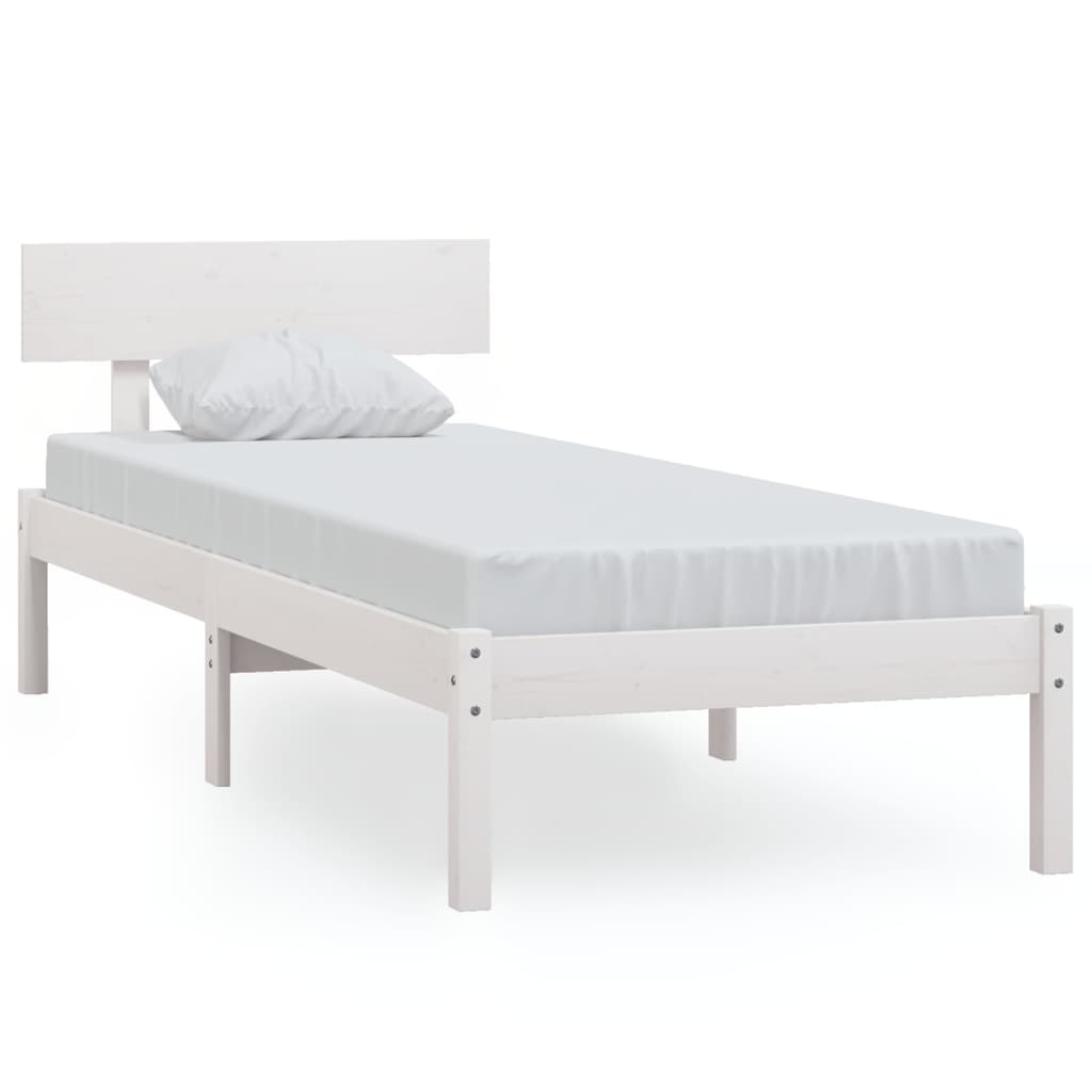 Sengeramme 75x190 cm small single massivt træ hvid - number 2.