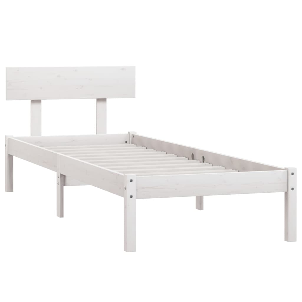 Sengeramme 75x190 cm small single massivt træ hvid - number 3.