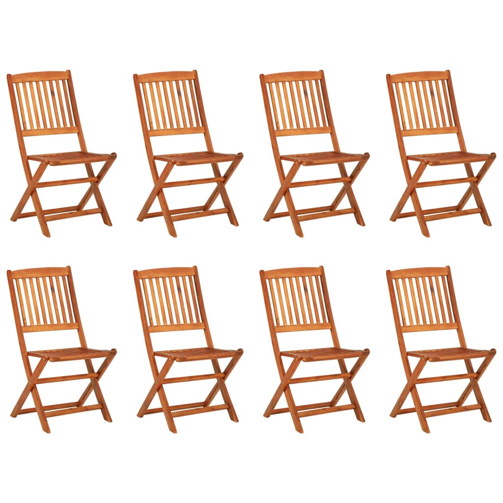 Hage spisebord sett 9 deler 220x90x75 cm massivt akasietre - uten armlener, oval, 8 - number 3.