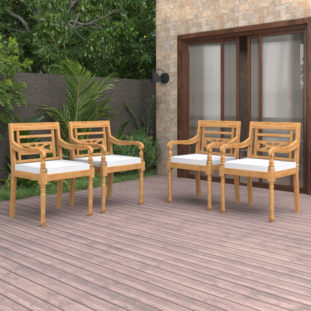 Batavia stolice s jastucima kom. puno tik drvo - bijelo, 4 - number 1.