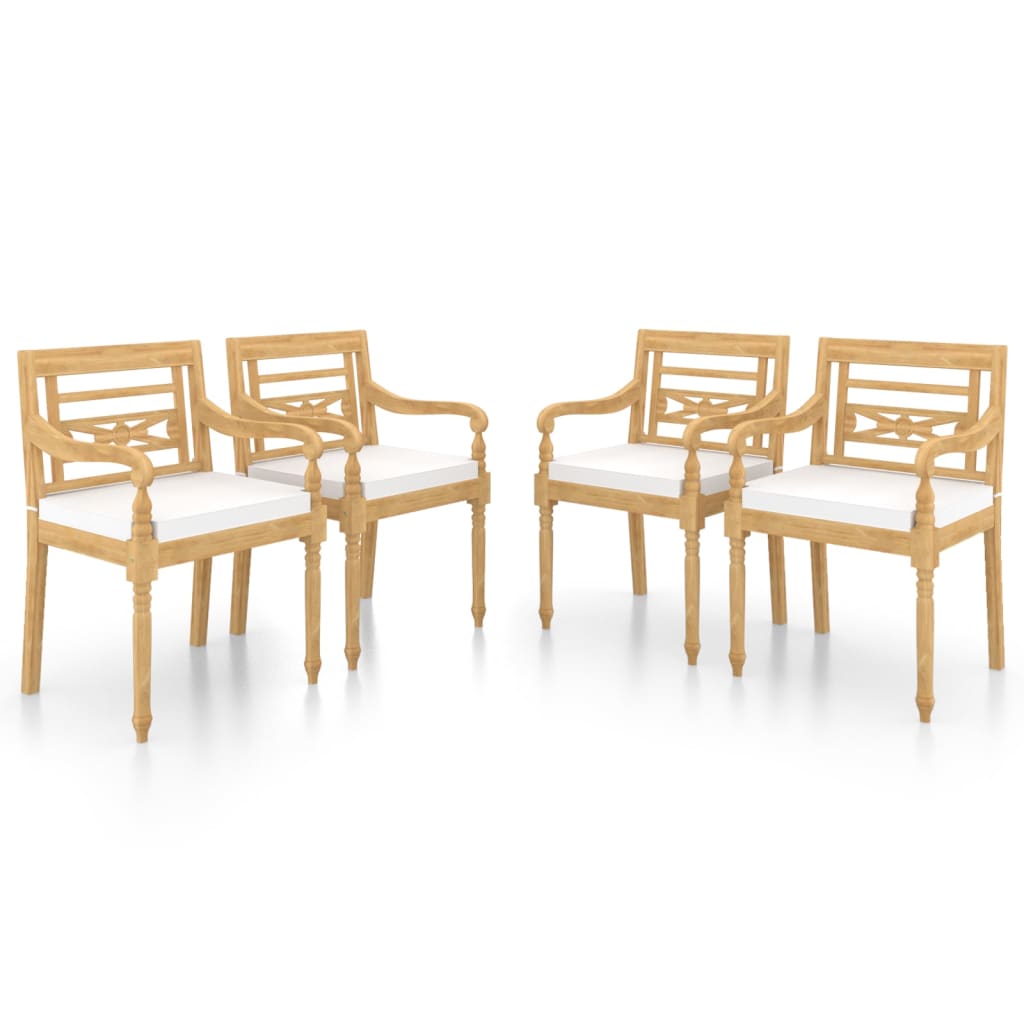 Batavia stolice s jastucima kom. puno tik drvo - bijelo, 4 - number 2.