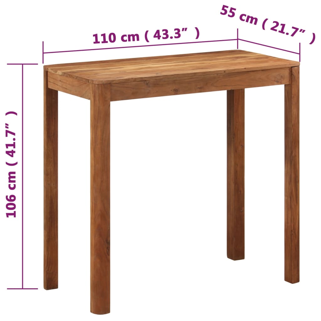Barbord 110x55x106 cm massivt akacietræ med honningfinish - number 8.