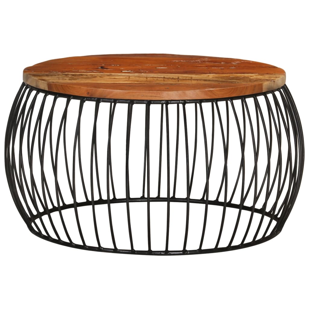 Stolik kawowy ø68 cm lite drewno z recyklingu - number 2.