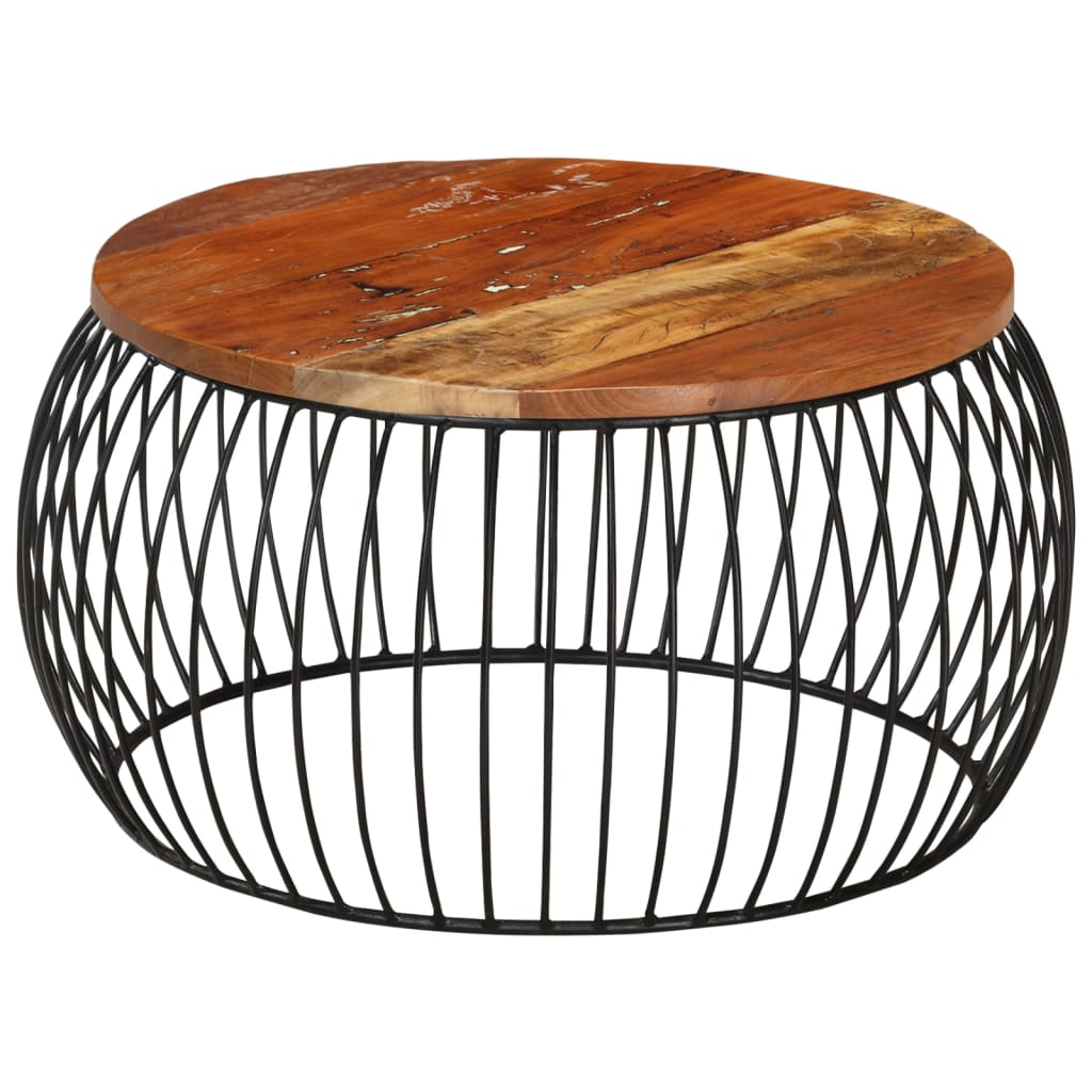 Stolik kawowy ø68 cm lite drewno z recyklingu - number 11.