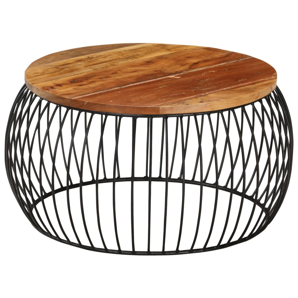 Stolik kawowy ø68 cm lite drewno z recyklingu - number 8.