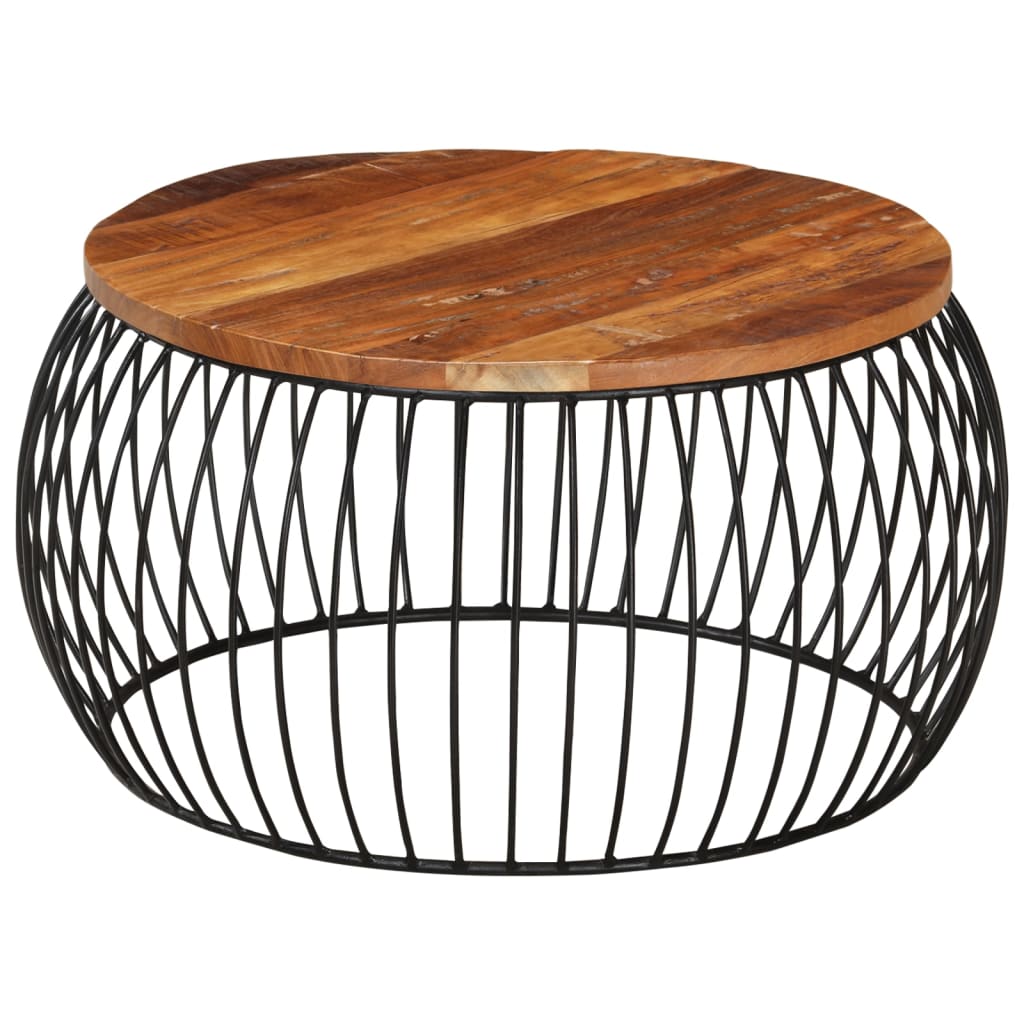 Stolik kawowy ø68 cm lite drewno z recyklingu - number 10.