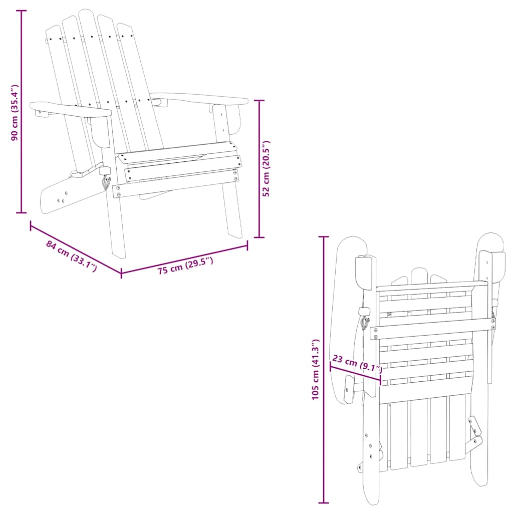 Adirondack-havestol med fodstøtte massivt akacietræ - number 10.
