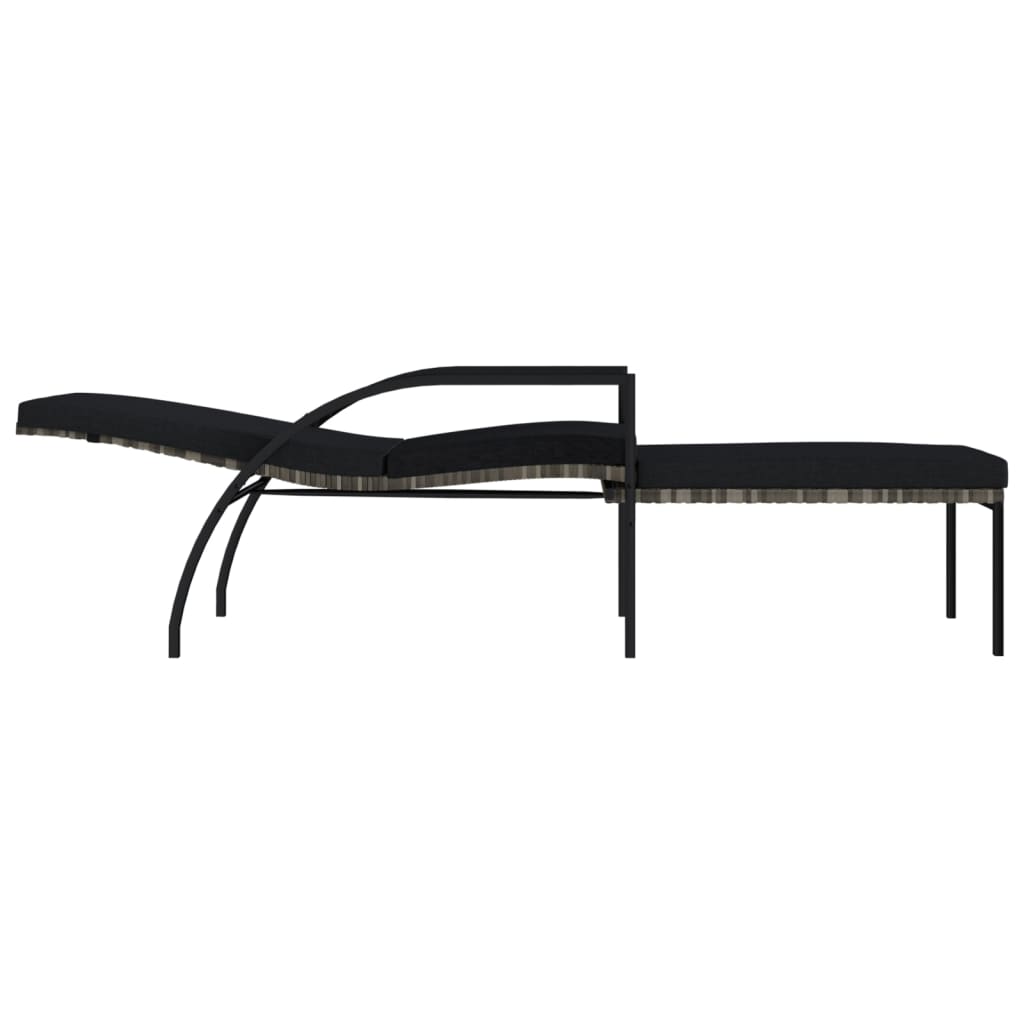 Liggestole 2 stk. med fodskammel polyrattan - grå, 1 - number 6.