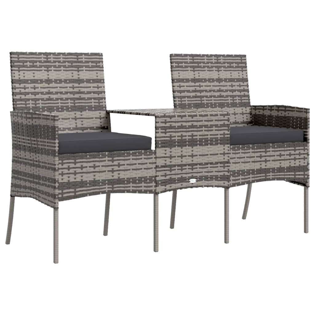 2-personers havestol med tebord polyrattan antracitgrå - number 2.