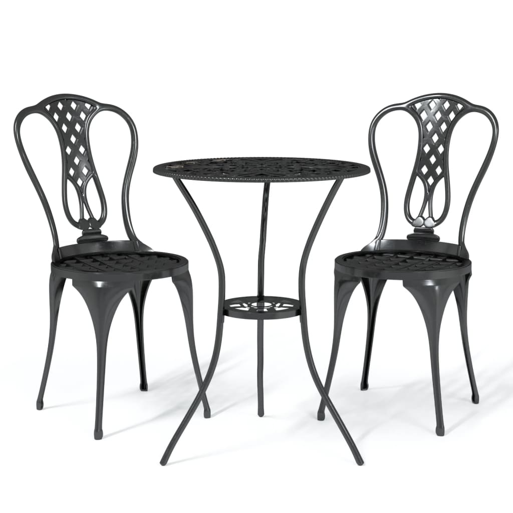 Bistro set 3 komada lijevani aluminij - crni, 1 - number 2.