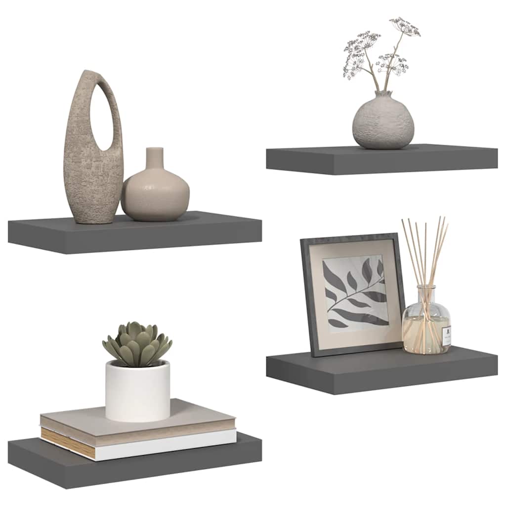 Vegghyller stk. 40x23x3,8 cm mdf - grå høyglans, 40 x 23 x 3,8 cm, 4, 1 - number 5.