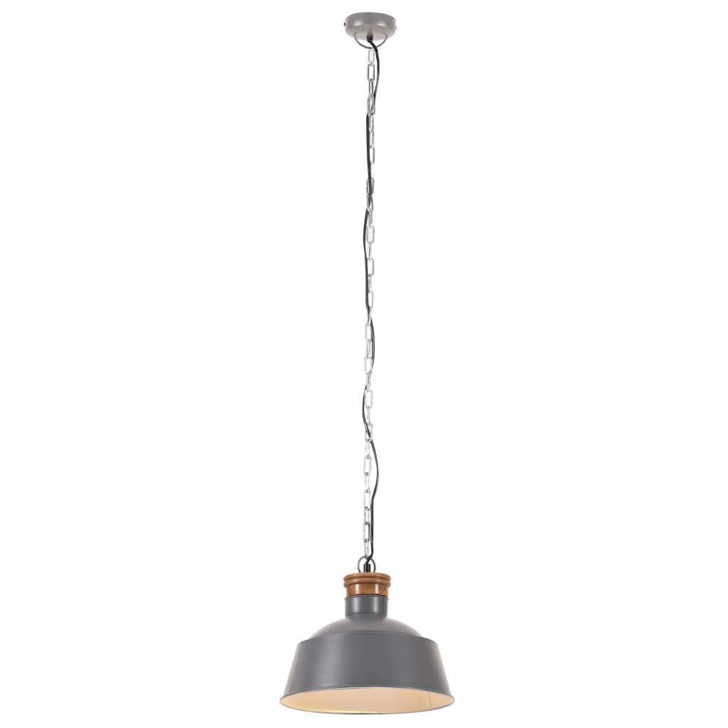 Lampe suspension industrielle 32 cm e27 gris - number 2.
