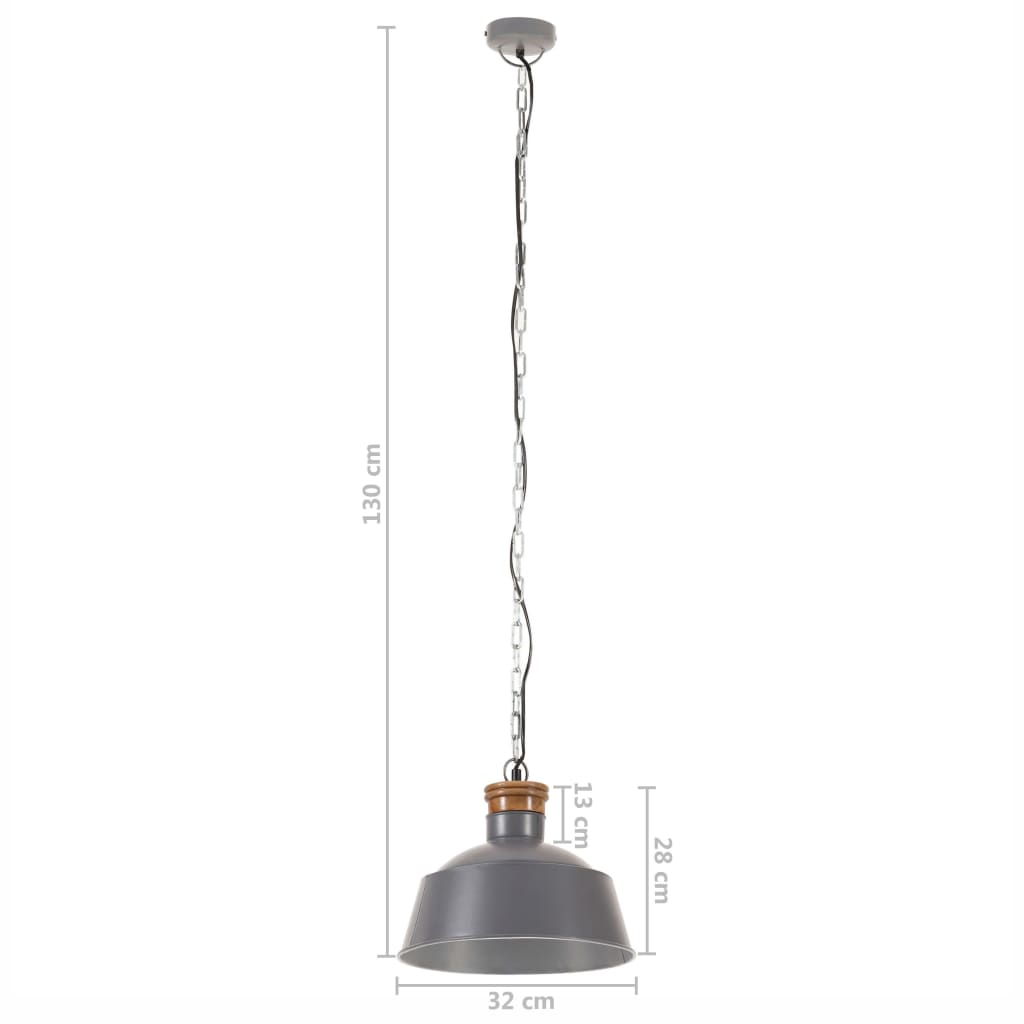 Lampe suspension industrielle 32 cm e27 gris - number 10.
