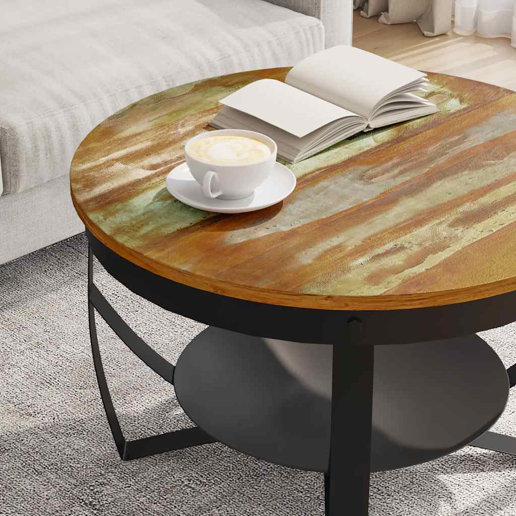 Sofabord ø68x43 cm massivt genbrugstræ - number 3.