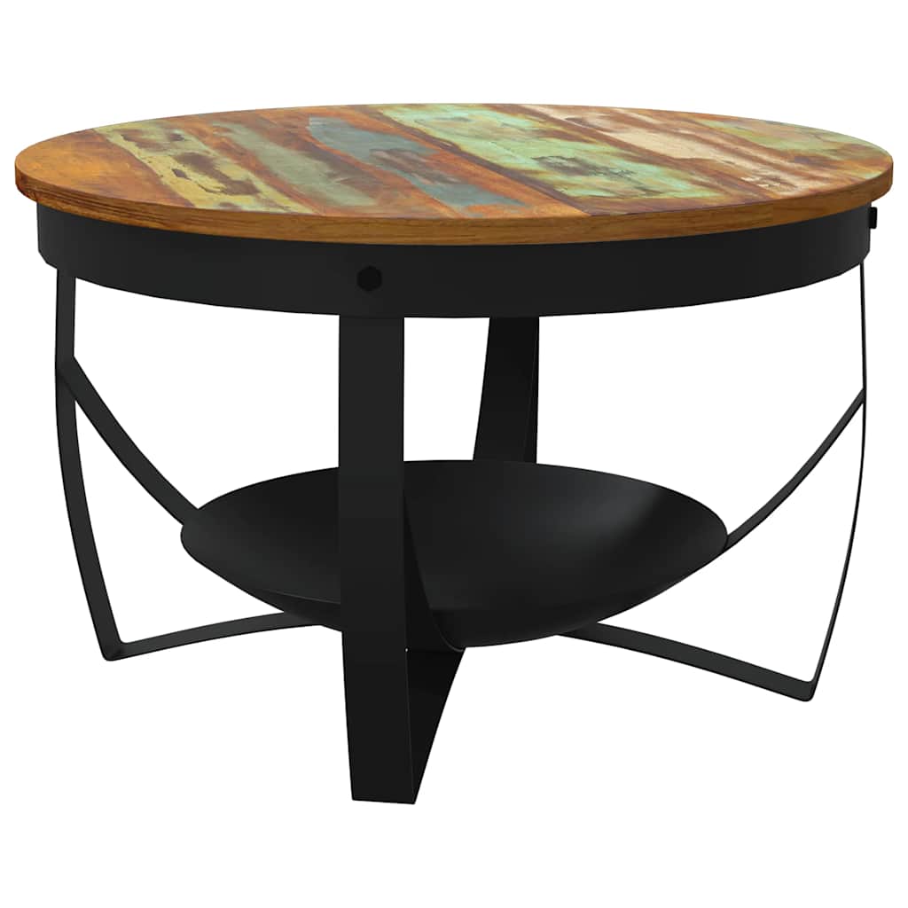 Sofabord ø68x43 cm massivt genbrugstræ - number 6.