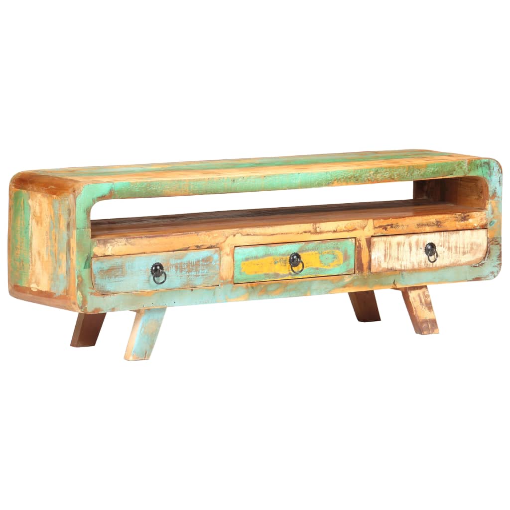 Tv cabinet 117x30x41 cm solid recycled wood - number 8.