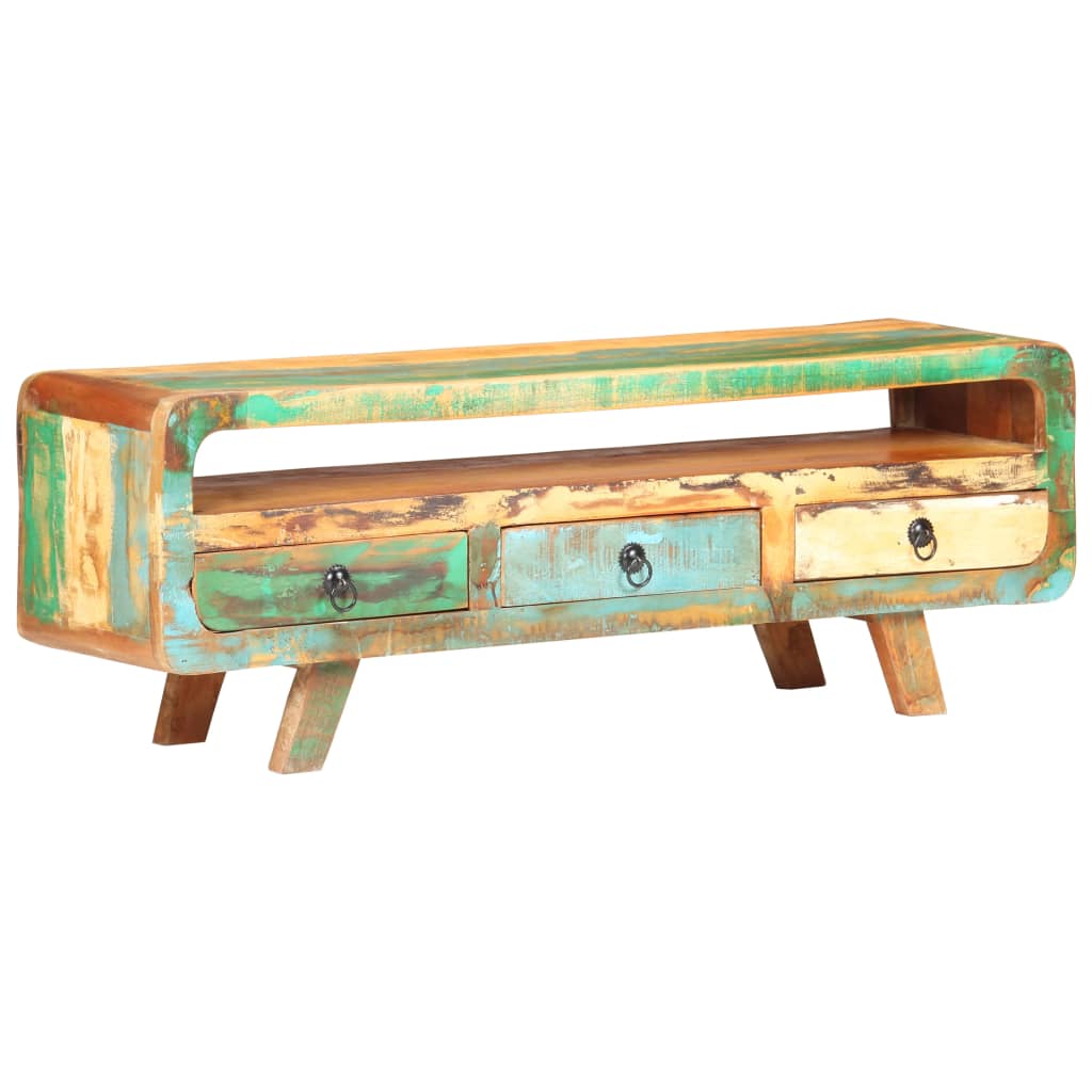 Tv cabinet 117x30x41 cm solid recycled wood - number 10.