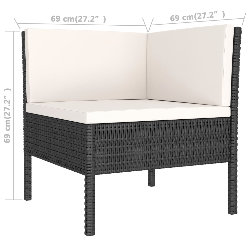 Lounge set for the garden 3 parts with cushions polyrattan black - black and white, 1 - number 6.