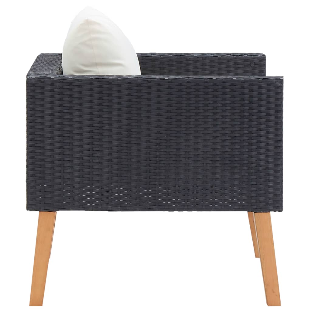 1-personssofa med hynder polyrattan - sort, 1, lænestol - number 3.