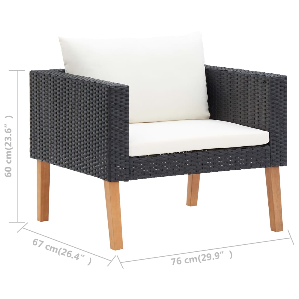 1-personssofa med hynder polyrattan - sort, 1, lænestol - number 7.