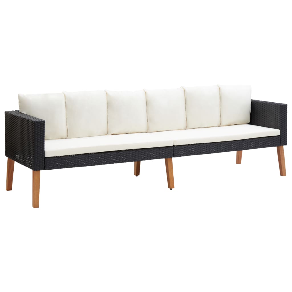 3-personers havesofa med hynder polyrattan sort - number 1.