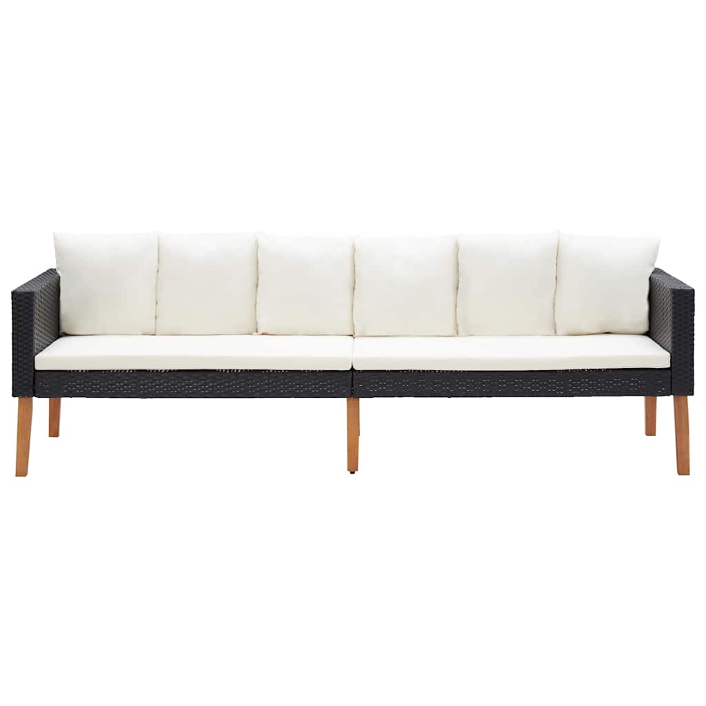 3-personers havesofa med hynder polyrattan sort - number 4.