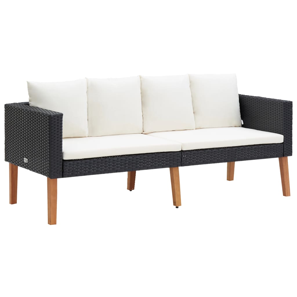 2-personers havesofa med hynder polyrattan sort - number 1.
