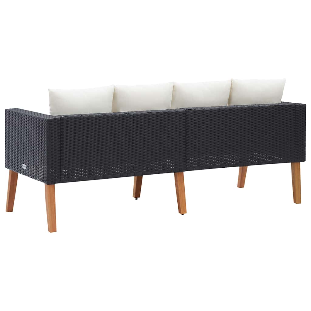 2-personers havesofa med hynder polyrattan sort - number 6.