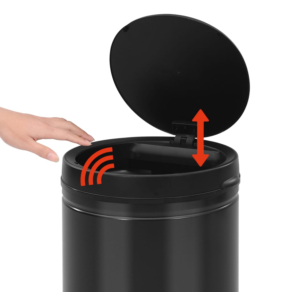 Waste bin with sensor 80 l carbon steel black - number 5.