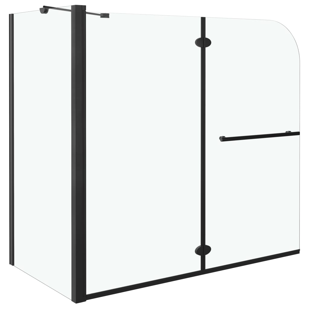 Foldbar brusevæg 120x68x130 cm sikkerhedsglas sort - number 2.