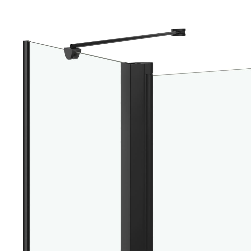 Foldbar brusevæg 120x68x130 cm sikkerhedsglas sort - number 5.