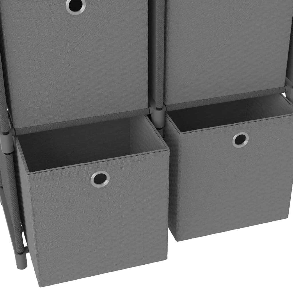 Bookcase with 4 compartments and boxes 69x30x72.5 cm fabric - grey, 4 cubes, 1, outside boxes - number 6.