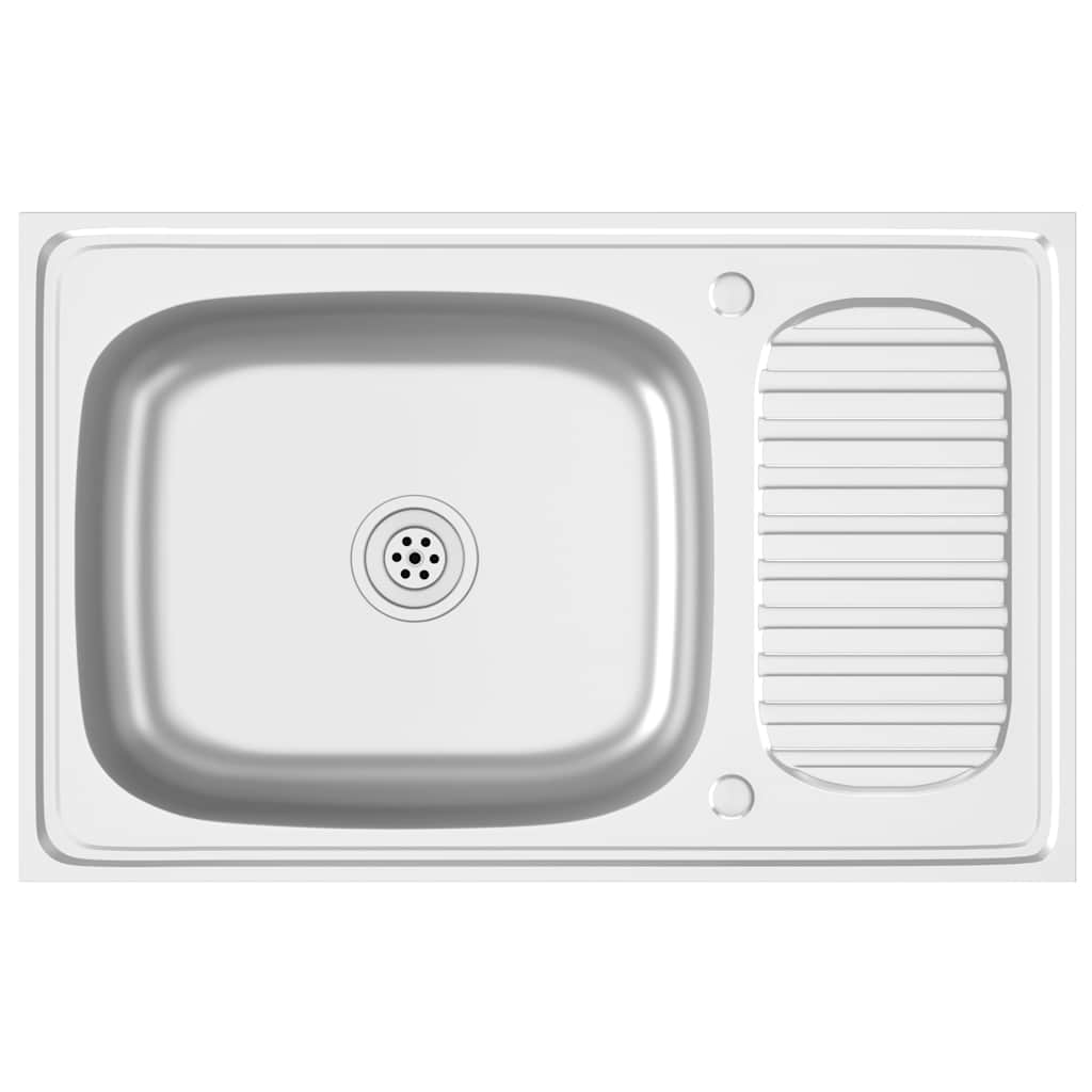 Diskbänk med avloppssats rostfritt stål silver - number 2.