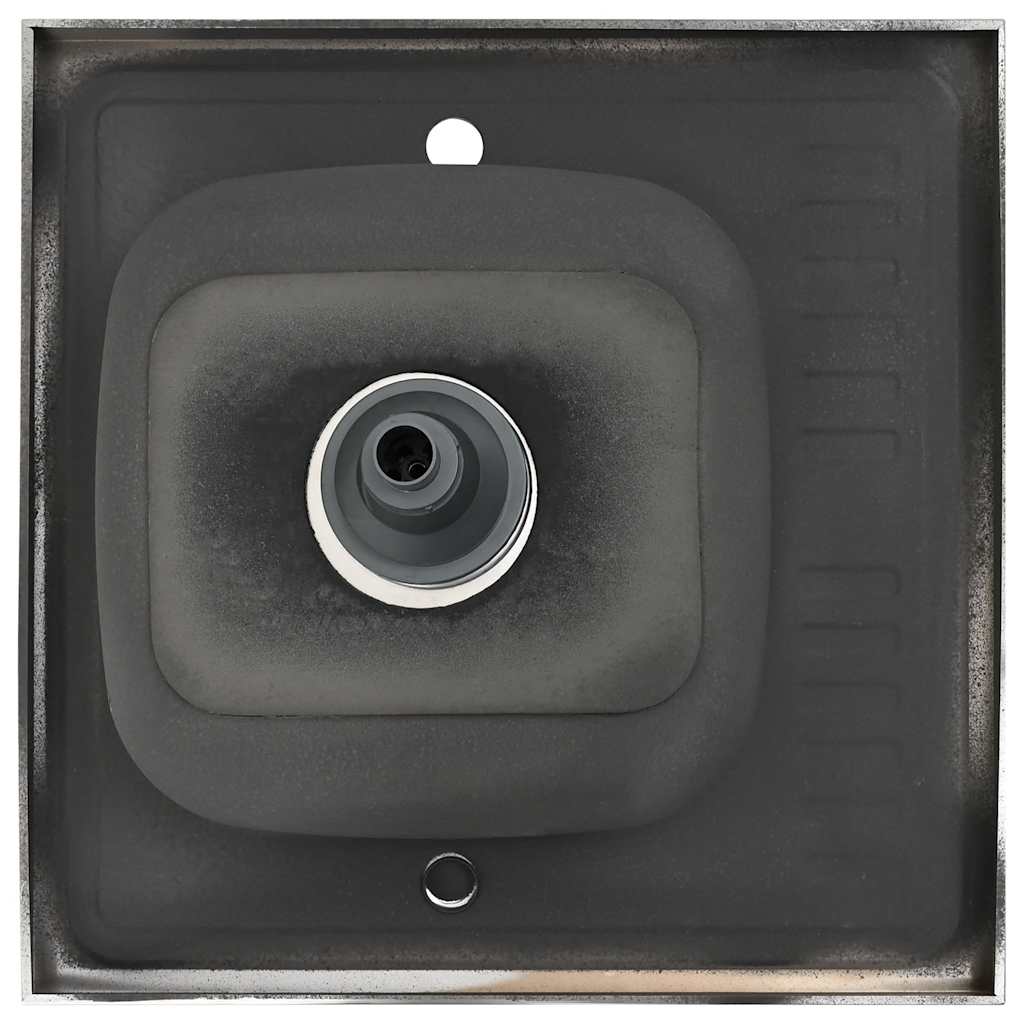 Køkkenvask med afløbssæt 600x600x155 mm rustfrit stål sølv - number 8.