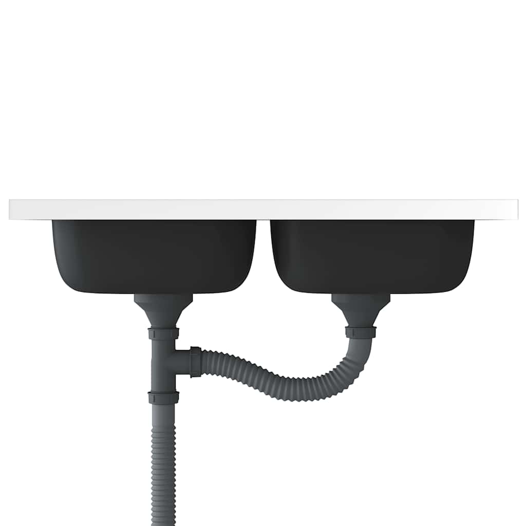 Diskbänk med 2 handfat rostfritt stål silver - 800 x 600 x 155 mm - number 5.