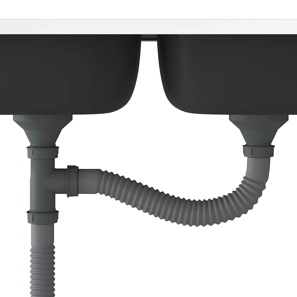 Diskbänk med 2 handfat rostfritt stål silver - 800 x 600 x 155 mm - number 6.