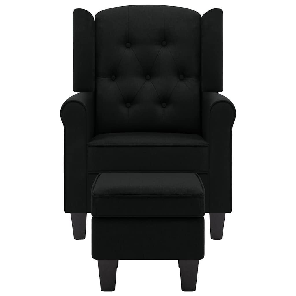 Fotel z podnóżkiem tkanina - czarny, 1 - number 3.