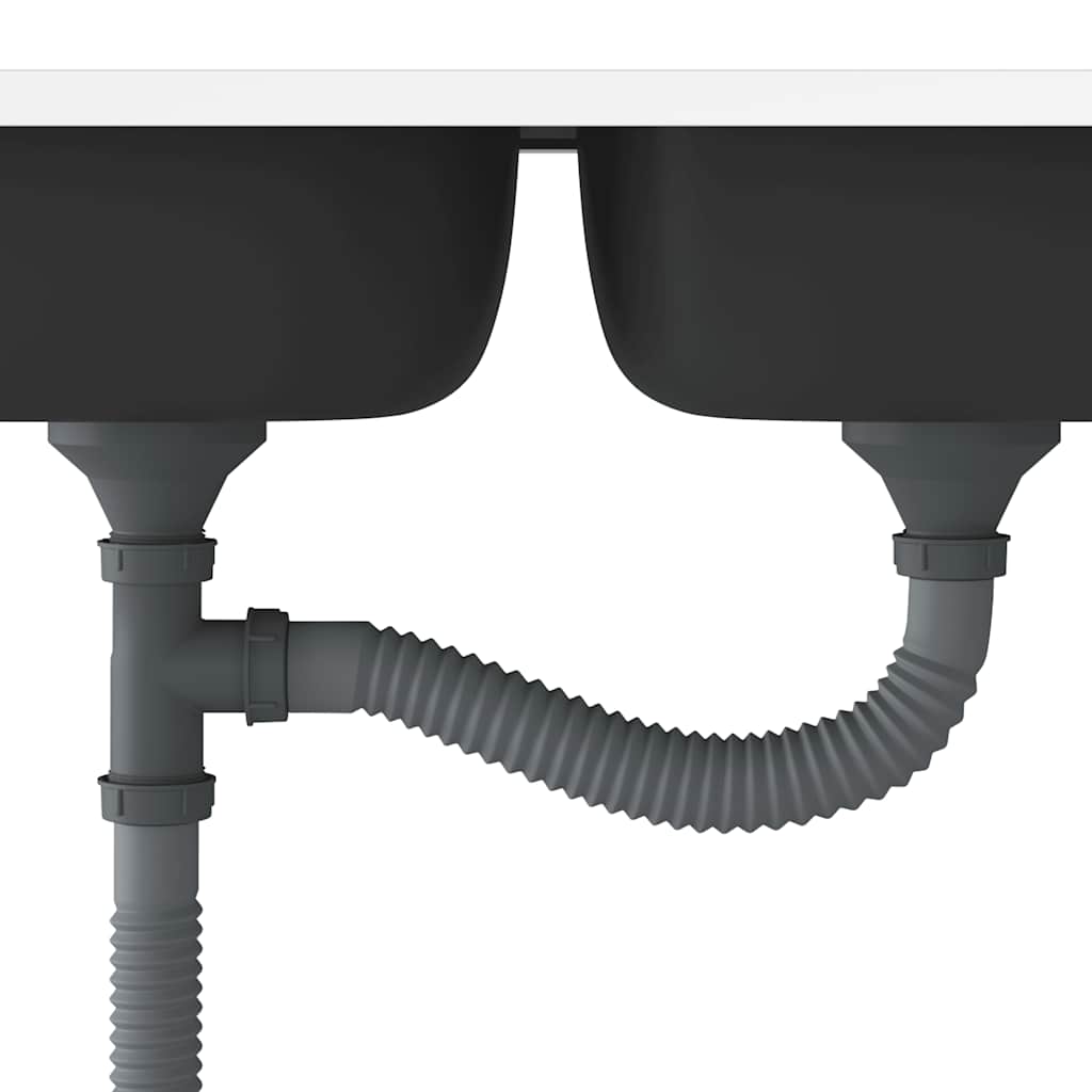 Diskbänk med 2 handfat rostfritt stål silver - 1200 x 600 x 155 mm - number 7.