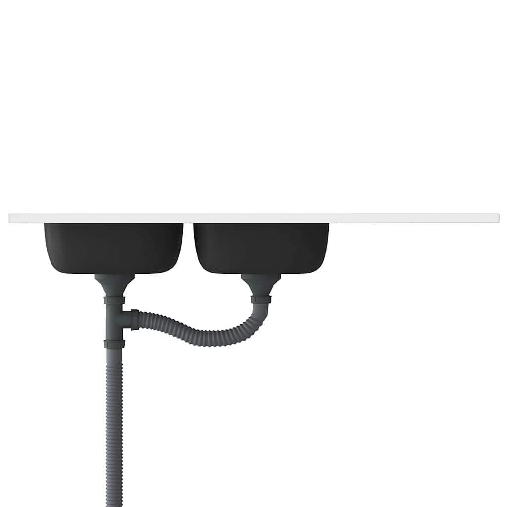 Diskbänk med 2 handfat rostfritt stål silver - 1200 x 600 x 155 mm - number 6.