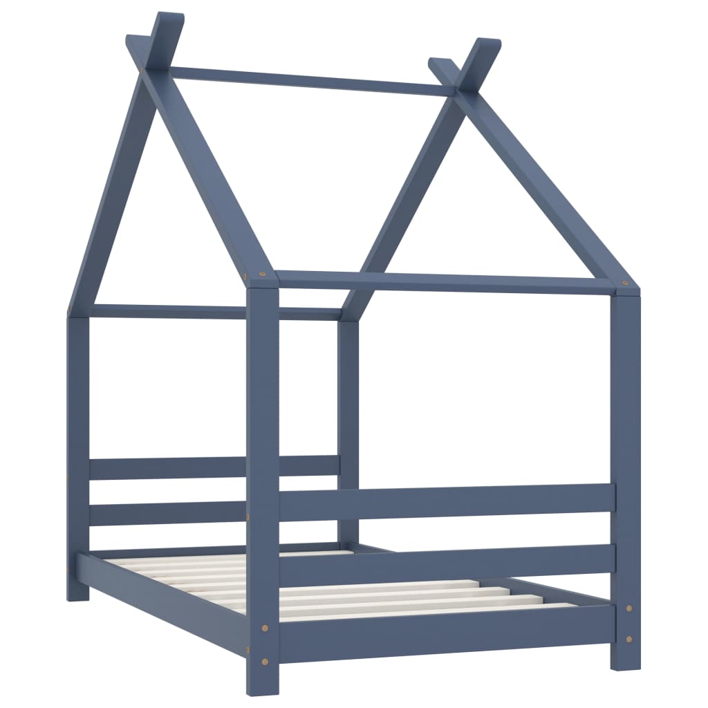 Sengestel til børneseng massivt fyrretræ - grå, 80 x 160 cm - number 2.