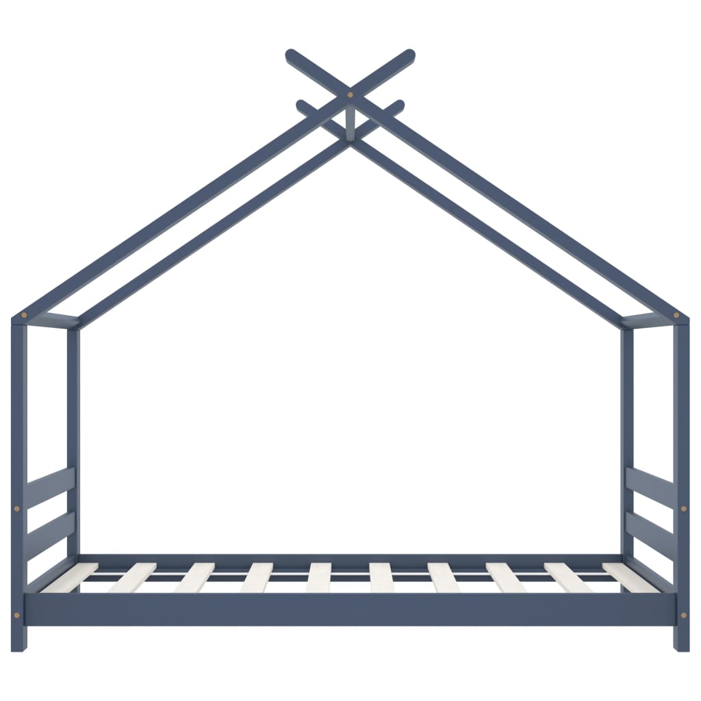Sengestel til børneseng massivt fyrretræ - grå, 80 x 160 cm - number 4.