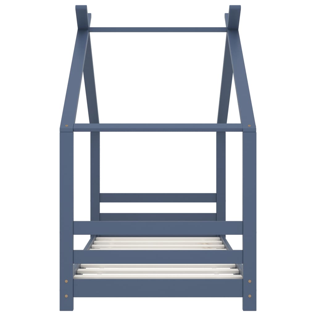 Sengestel til børneseng massivt fyrretræ - grå, 80 x 160 cm - number 3.