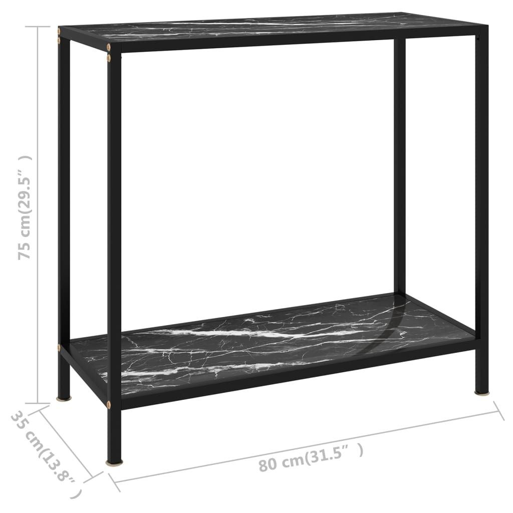 Konsolbord 80x35x75 cm hærdet glas sort - number 6.