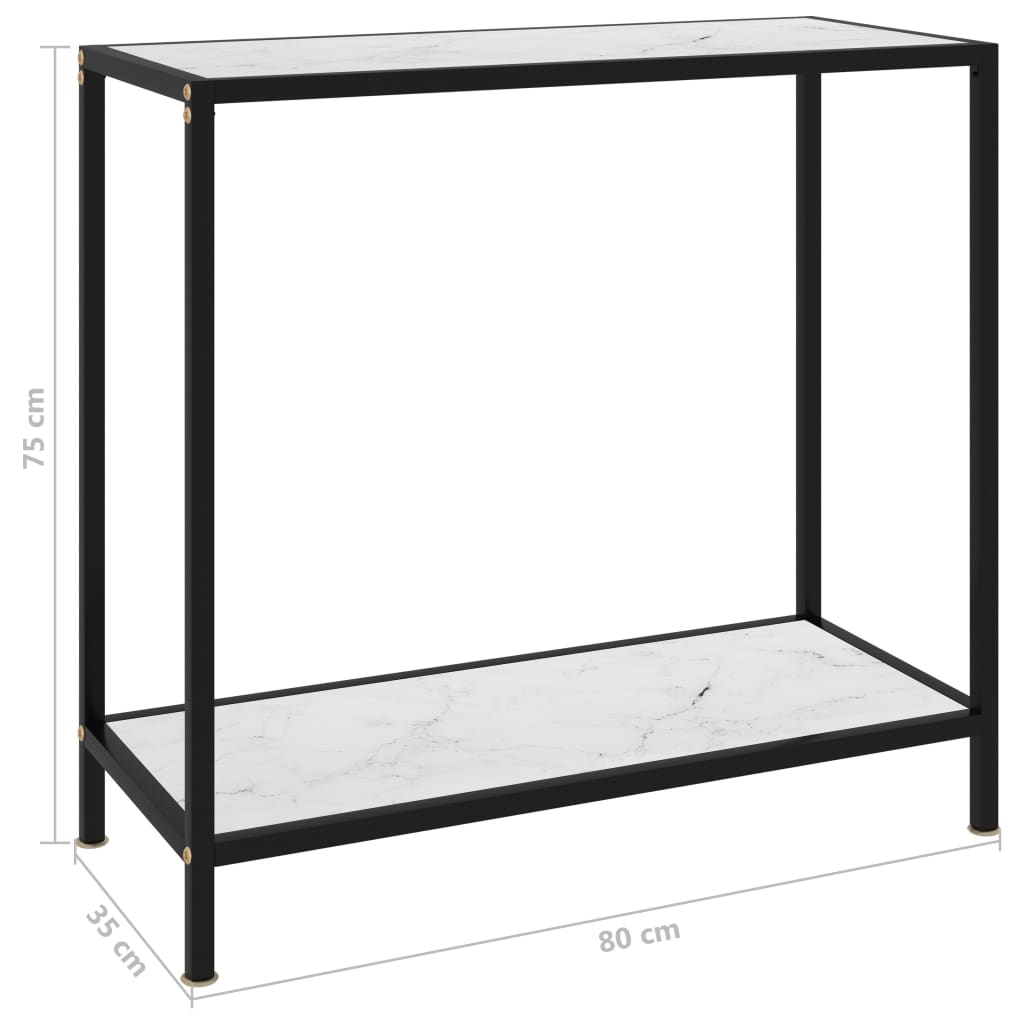 Console en verre trempé - blanc, 80 x 35 x 75 cm, 1, avec pieds - number 6.